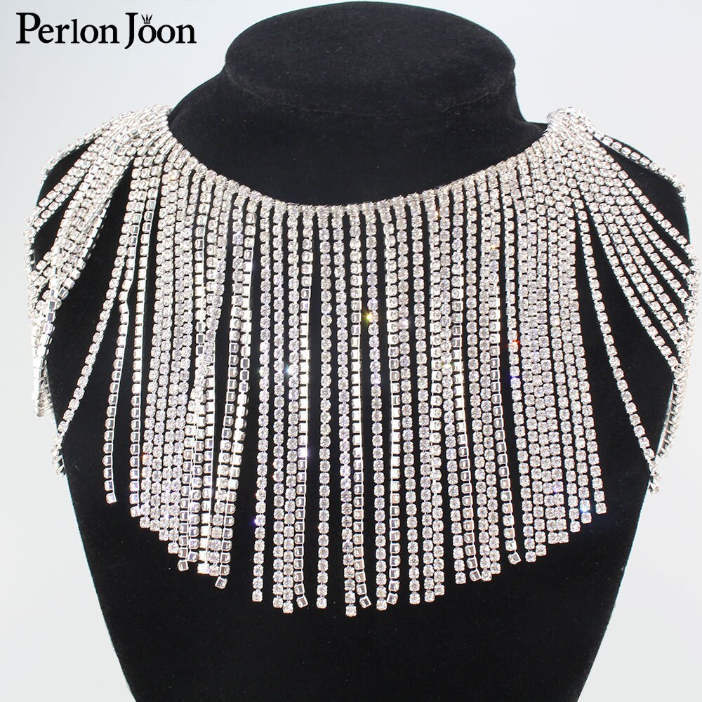 1 yard Long tassel crystal rhinestone fringe trim Silver crystal decorative metal chain clothing accessories ML074