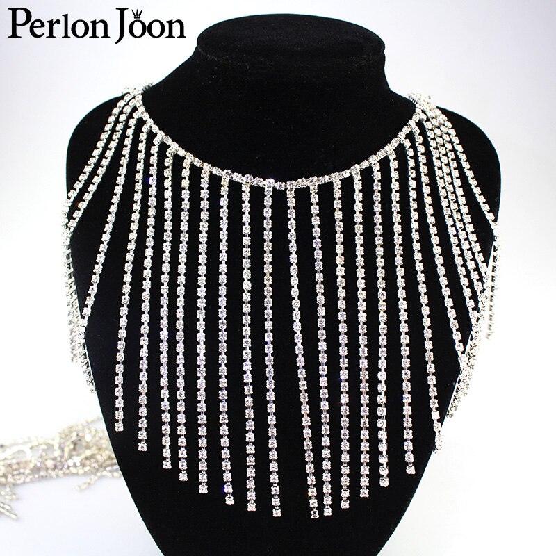 1 yard Long tassel crystal rhinestone fringe trim Silver crystal decorative metal chain clothing accessories ML074