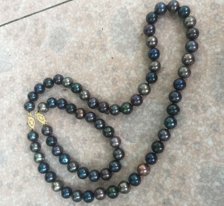 10-11MM TAHITIAN B;ACK RED MULTICOLOR PEARL NECKLACE& BRACELET 925silver