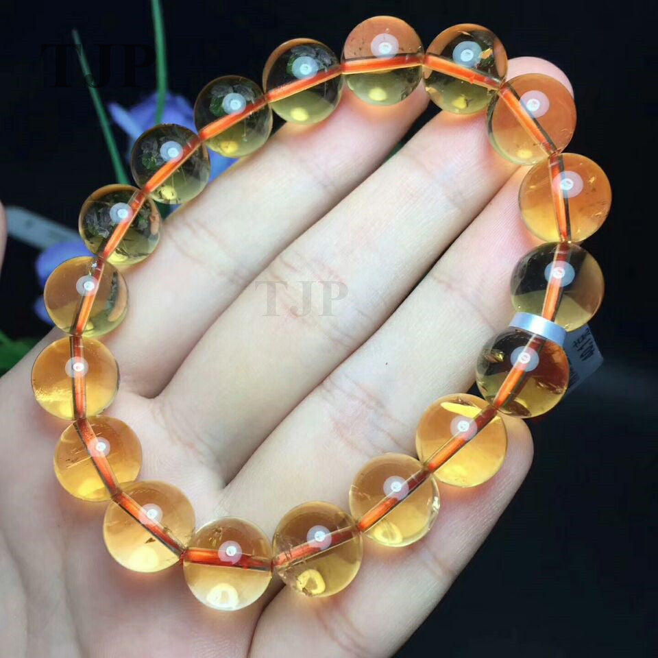 10-12MM Natural gold burnished citrine Yellow creastly bangle with certificate together cuff bracelet fine jewelry