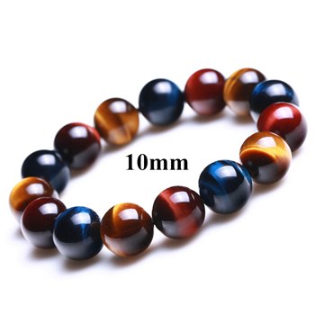 10/12mm Men Tiger's Eye Bead Bracelet Man Gifts 100% Natural Stone Bracelet Blue Red Beads Buddha 3 Colors Tiger Eye Bracelet
