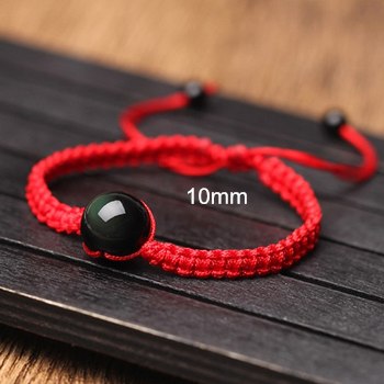 10-16mm Black Red String Bracelet Charms Colorful Obsidian Adjustable Bracelet Women Hand Couple Friends Bracelets For Men