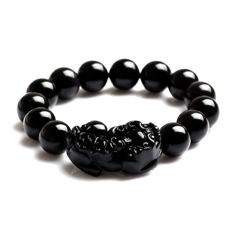 10-16mm Natural Obsidian Beads Bracelet Fine GemStone Beaded Wild Animal Bracelet Men Jewelry Women Bracelet Can Drop Shipping