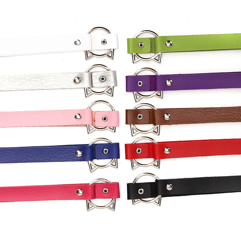 10 Colors Punk Harajuku Collar Choker Necklace Kit Head PU Leather Choker Punk Goth Handmade Neck Bracelet Jewelry Animal