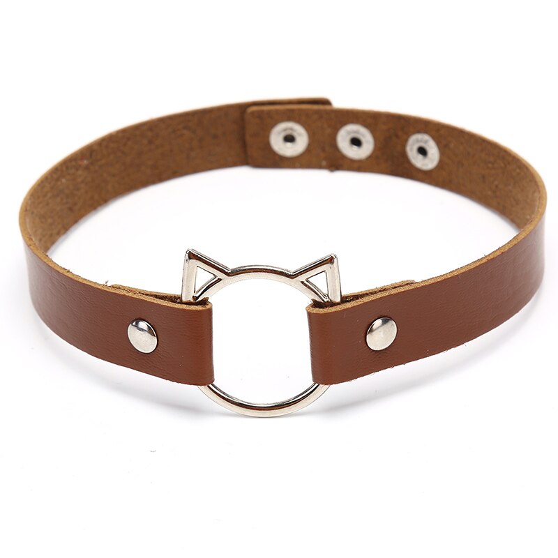 10 Colors Punk Harajuku Collar Choker Necklace Kit Head PU Leather Choker Punk Goth Handmade Neck Bracelet Jewelry Animal