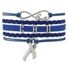 (10 PCS/Lot) Infinity Love CHD Awareness Ribbon Charm Women's Me Red Blue Leather Wrap Bracelet Custom Jewelry