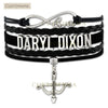 (10 PCS/Lot) Infinity Love Walking Dead Rick Grimes Daryl Dixon Wrap Arrow Charm Bracelet Black Suede Leather Custom Jewelry
