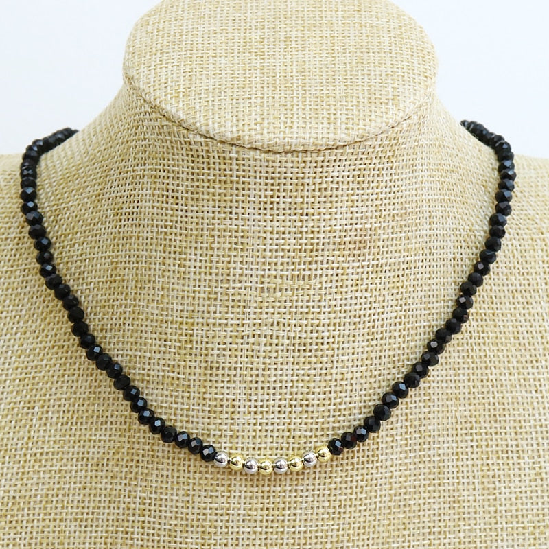 10 Pcs Black Beads Chains Jewelry necklace Gold and Black Beads Chain Jewelry  necklace 90283