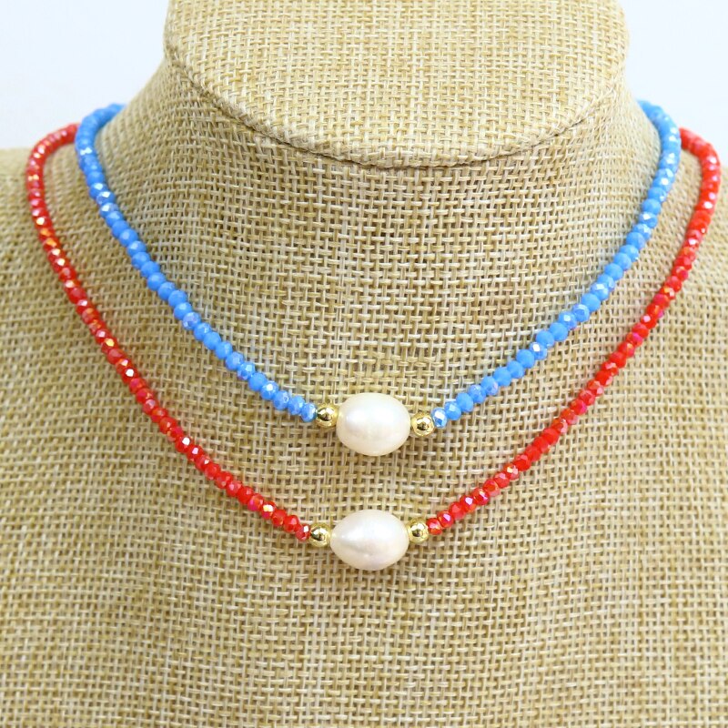 10 Pcs Handmade Jewelry necklace Mix color Glass Beads Strand necklace Elegant Pearls Necklace Jewelry  necklace 90285
