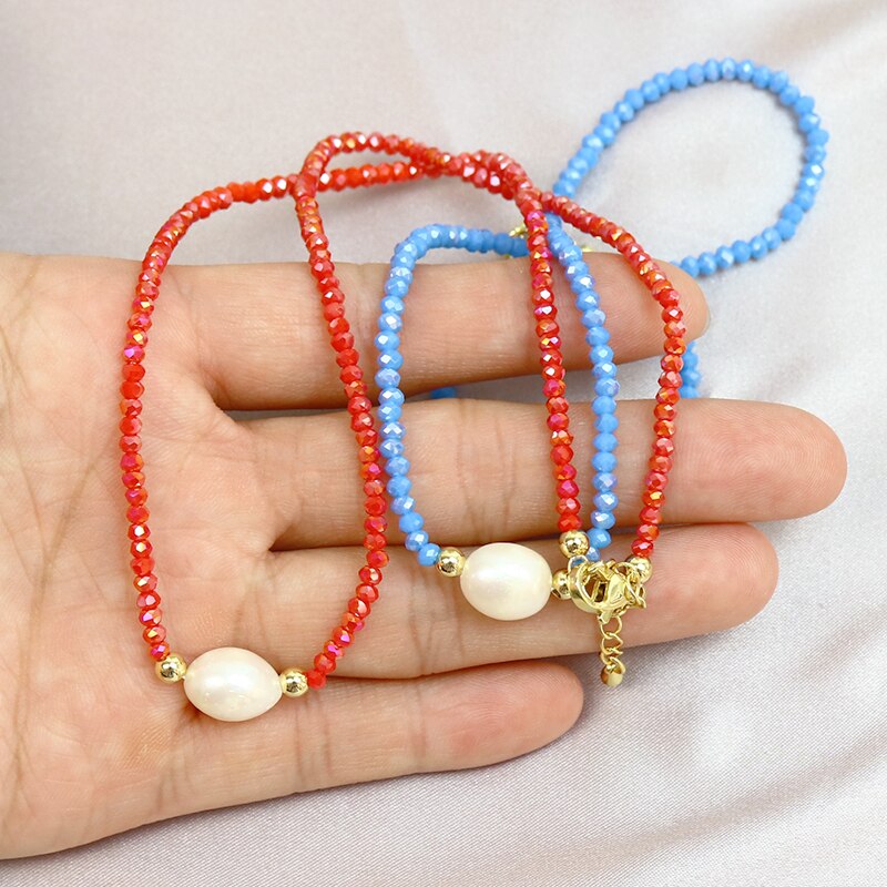 10 Pcs Handmade Jewelry necklace Mix color Glass Beads Strand necklace Elegant Pearls Necklace Jewelry  necklace 90285