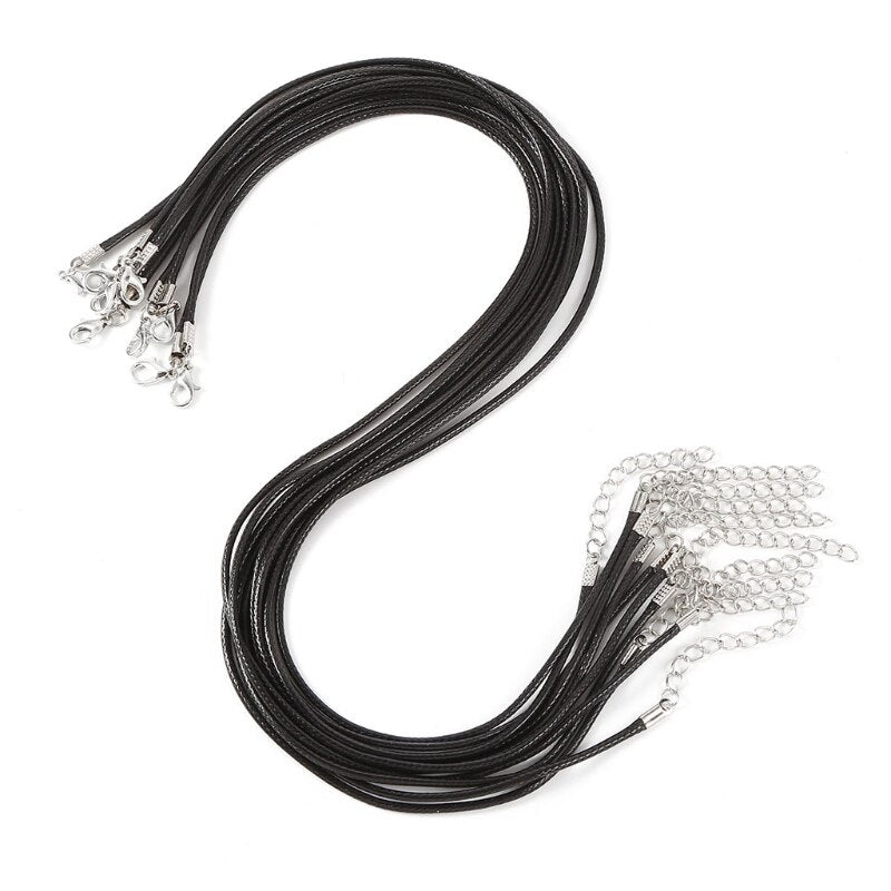 10 Pcs Handmade Leather Adjustable Braided Rope Necklaces & Pendant Charms Findings Lobster Clasp String Cord Jewelry A5KE