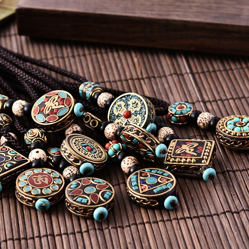 10 Types Ethnic Style Retro Small Fresh Sweater Chain Clothing Pendant Hand DIY Accessories Necklace Nepalese Copper Beads