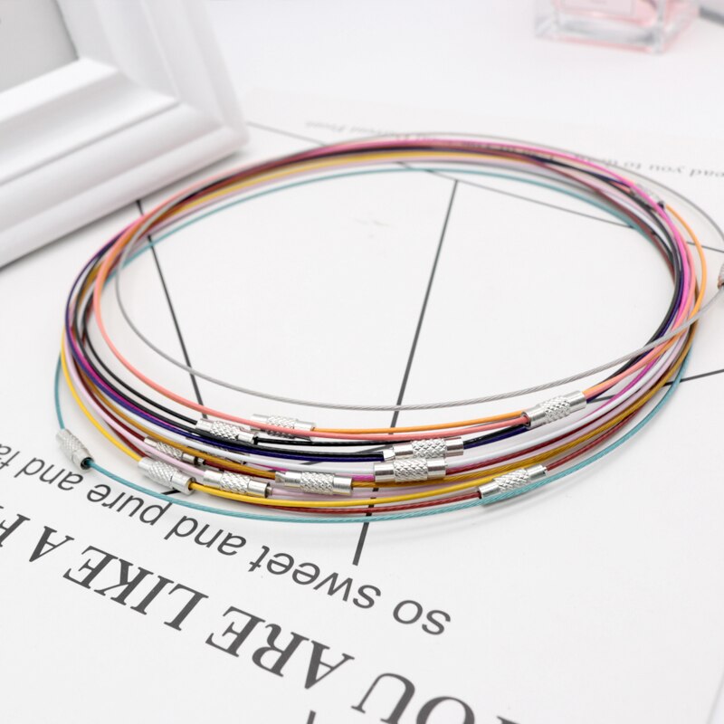 10 pcs 1mm 18inch  wire necklace collar choker circle torques jewelry neck-accessories clasp wire-collar multi-color copper