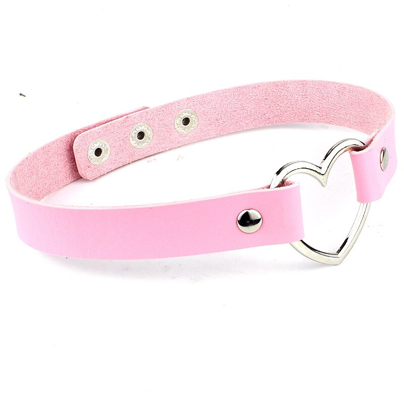 10 pcs Charm female chokerTrendy Stainless Steel Heart Chokers Necklaces Colorful Leather Buckle Jewelry for Women maxi colar