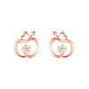 100% 18K Gold Jewelry Fashion Cute Tiny 12.27mmX11.63mm Crystal Hollow Apple Stud Earrings Gift For Girls Kids Lady AU750