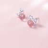100% 925 Real Sterling Silver 2020 Women Fashion Cute Pink Strawberry Crystal Bow Rabbit Heart Stud Earrings For Women Gifts