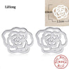 100% 925 Silver Earring Charm Camellia Stud Earrings Women Jewelry Wholesale
