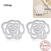100% 925 Silver Earring Charm Camellia Stud Earrings Women Jewelry Wholesale