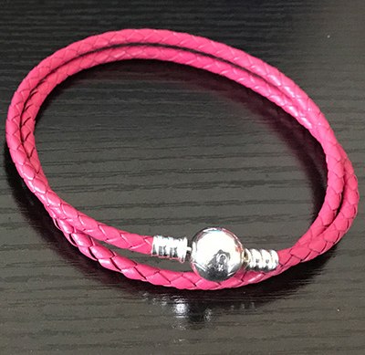100%925 Silver Fashion Couple Leather Double Ring 1:1 pan Bracelet (Multiple Color Selection) DIY Gift Jewelry Factory Outle
