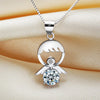 100%925 Silver Necklace Cute Baby Angel Pendant AAA Zircon Amethyst Necklace Women & Girls Jewelry