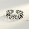 100% 925 Sterling Silver Adjustable Rings For Women And Men Punk Double Chain Design Unusual Engagement And Wedding Ring