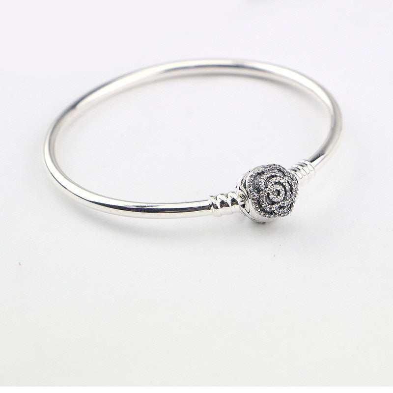 100% 925 Sterling Silver Basic Chain Heart Round Snake Clasp Bracelets Fit Charms Beads & Pendants For Women BB030