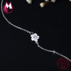100% 925 Sterling Silver Bracelet For Women Handmade Cherry Blossom Flowers Bangle With Pink Crystal Jewelry Accessories YB14