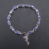 100% 925 Sterling Silver Bracelet Stamped S925 Oval Blue Created Sapphire Tanzanite Fine Women Jewelry with 7+1extension Chain
