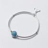 100% 925 Sterling Silver Bracelet for Women Natural Lucky Gem Stone Beads Aquamarine Charm Bracelets Bangles