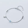 100% 925 Sterling Silver Bracelet for Women Natural Lucky Gem Stone Beads Aquamarine Charm Bracelets Bangles