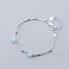 100% 925 Sterling Silver Bracelet for Women Natural Lucky Gem Stone Beads Aquamarine Charm Bracelets Bangles