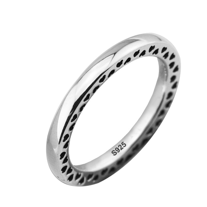 100% 925 Sterling Silver Classic Hearts Ring Fine Jewelry Original Rings for Women Men Gift   PFR135