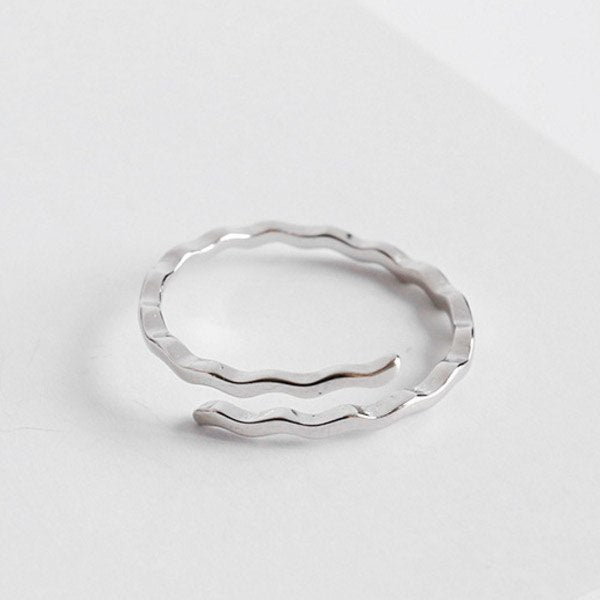 100% 925 Sterling Silver Curved Lines Open Rings For Women Creative Design Lady Prevent Allergy Fashion Jewelry