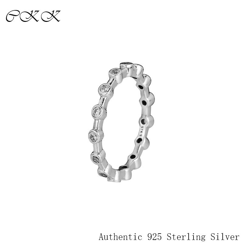 100% 925 Sterling Silver Dazzling Dots Ring, Clear CZ Fine Jewelry Original Rings for Women Girl Gift PFR175