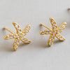 100% 925 Sterling Silver Fantasy Starfish Small Stud Earrings for Women Clear CZ Fashion Earrings Jewelry