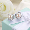 100% 925 Sterling Silver Flawless Pearl 8.5-9mm Round Natural Pearl Earrings for Woman Jewelry