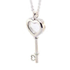 100% 925 Sterling Silver Floating Locket Heart Key Necklace, Sapphire Crystal & Clear CZ with Petite Beads for Women Diy PFN053C