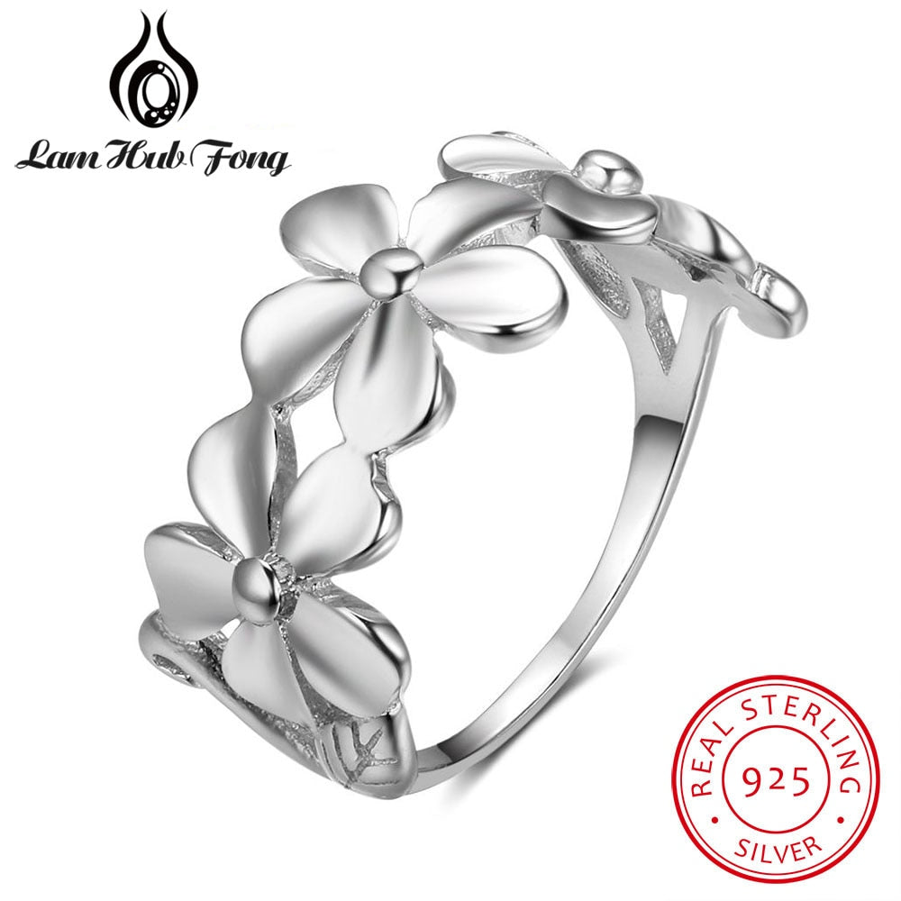 100% 925 Sterling Silver Flower Rings For Lovers Women Romantic Daisy Ring Valentine's D Rings Trendy Jewelry(Lam Hub Fong)