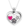 100% 925 Sterling Silver Heart Floating Locket Necklace with 3pc Petite Beads Necklaces Pendants for Women Girl Gift PFN337