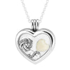 100% 925 Sterling Silver Heart Floating Locket Necklace with 3pc Petite Charm beads for Women DIY fine Jewelry PFN033FS11