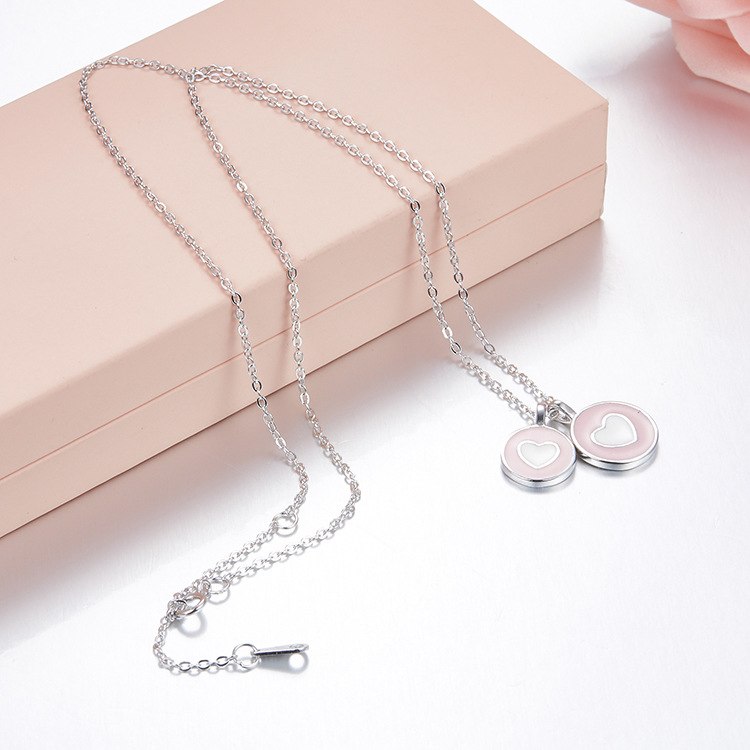 100% 925 Sterling Silver Heart Necklace Pendant Sliver Color Green Charm Women Tiff Brand Design New York Choker Jewelry Gift