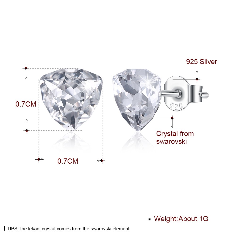 100% 925 Sterling Silver Hearts Cubic Zirconia Stone 7 Colors Austria Crystals Stud Earrings for Women Fine Jewelry brincos