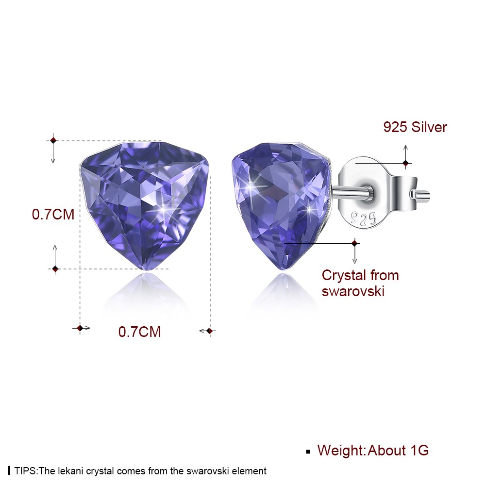 100% 925 Sterling Silver Hearts Cubic Zirconia Stone 7 Colors Austria Crystals Stud Earrings for Women Fine Jewelry brincos