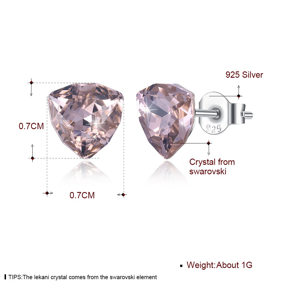 100% 925 Sterling Silver Hearts Cubic Zirconia Stone 7 Colors Austria Crystals Stud Earrings for Women Fine Jewelry brincos