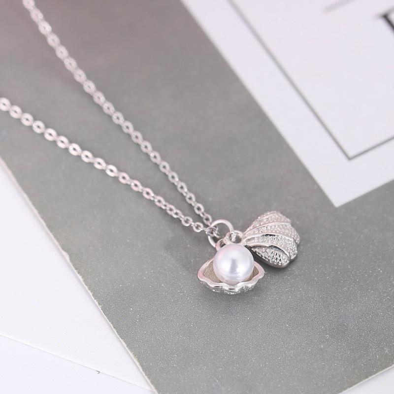 100% 925 Sterling Silver Imitation Pearls Shell Necklaces & Pendants For Women Lady Fashion Jewelry