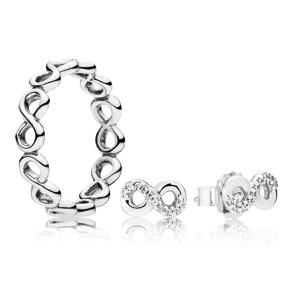 100% 925 Sterling Silver Infinite Love Ring and Set Charms Fit DIY Original Girl birthd gift A set of prices