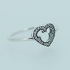 100% 925 Sterling Silver Jewelry Heart Rings and Cut Out Mouse Silhouette