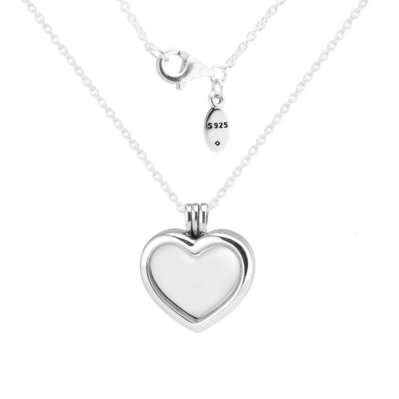100% 925 Sterling-Silver-Jewelry Silver Necklaces for Women DIY Making with Petite Charms Floating Heart Locket Necklaces