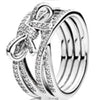 100% 925 Sterling Silver Lavish Sparkle Ring Charms Eternity Entwined Silver & Zirconia Ring Fit DIY Original Jewelry