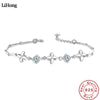 100% 925 Sterling Silver Lucky Clover Bracelet AAA Zircon Crystal Bracelet Ladies Charm Jewelry